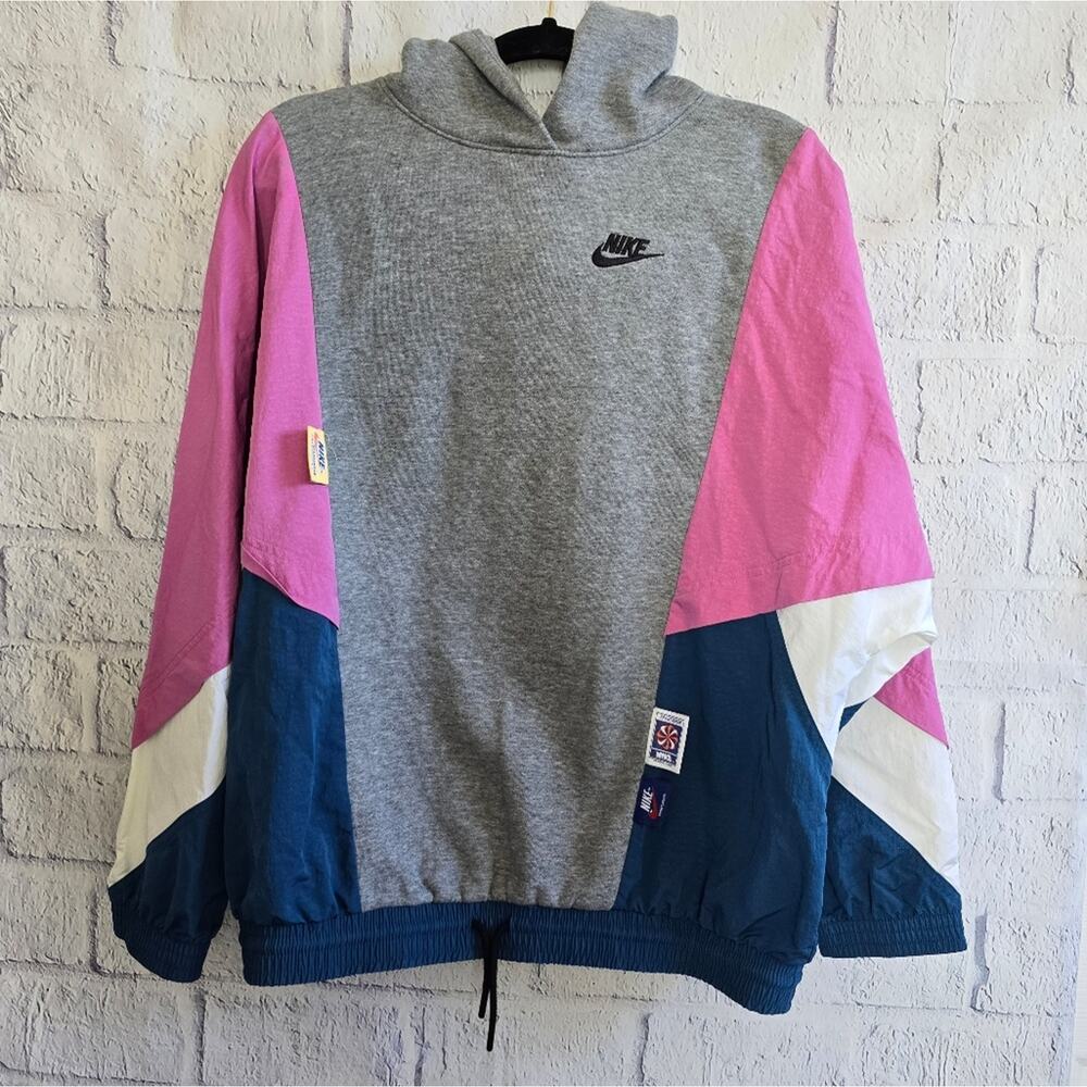 Vintage Style Retro 90s Nike Colorblock Icon Clash Hoodie SZ XS - Picture 2 of 15